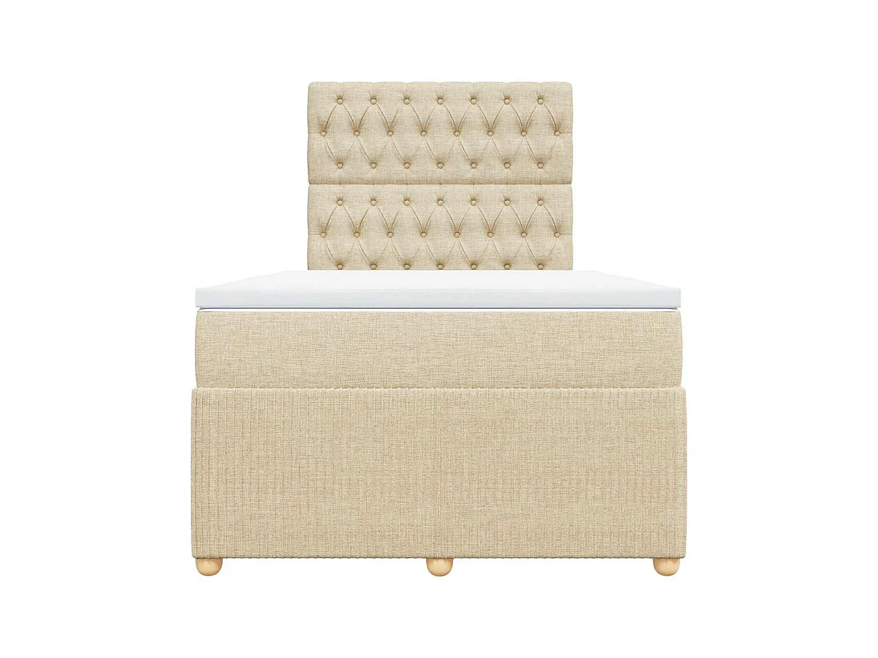 Sommier à lattes de lit avec matelas Crème 120x200 cm Tissu