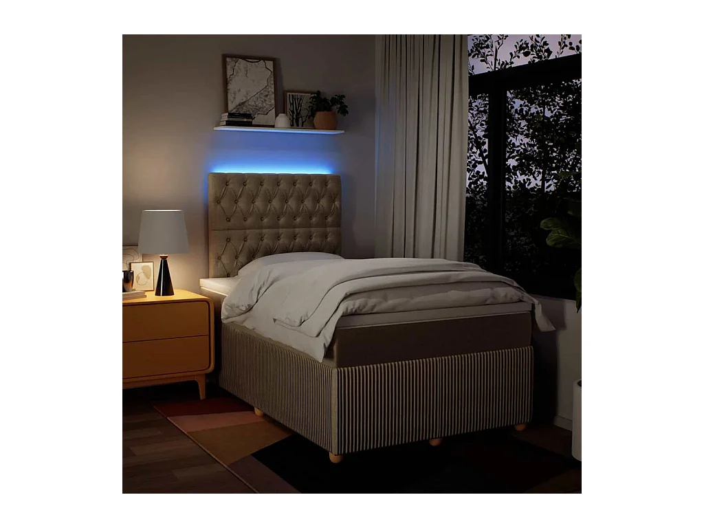 Sommier à lattes de lit avec matelas Crème 120x200 cm Tissu