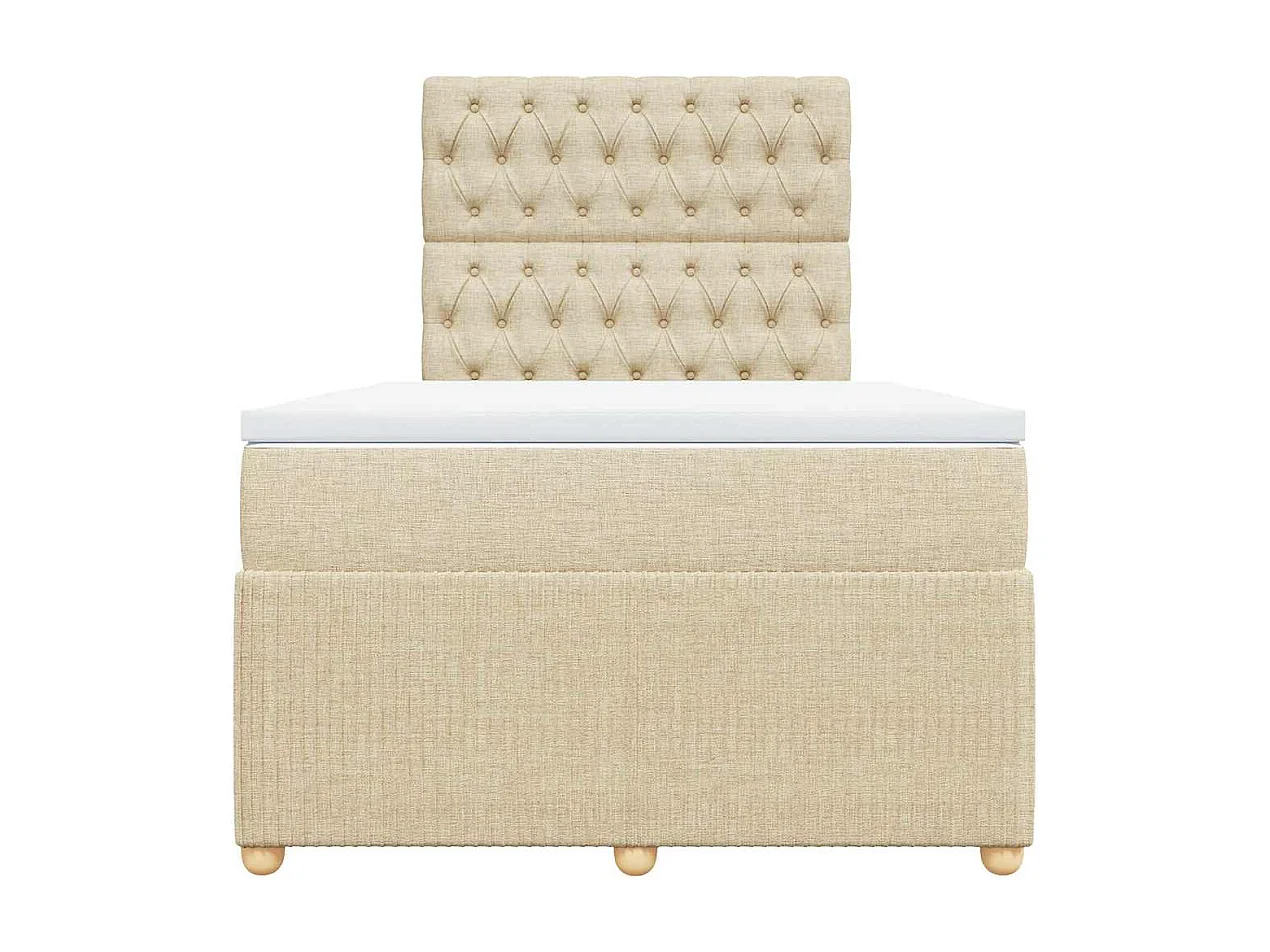 Sommier à lattes de lit avec matelas Crème 120x200 cm Tissu