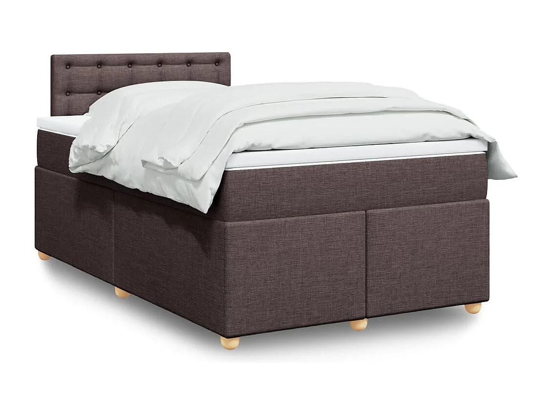 Cama boxspring com colchão 120x190 cm tecido castanho-escuro
