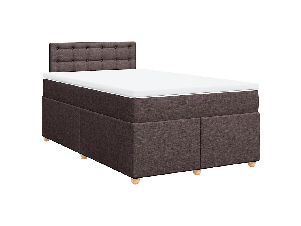 Cama box spring con colchón tela marrón oscuro 120x190 cm
