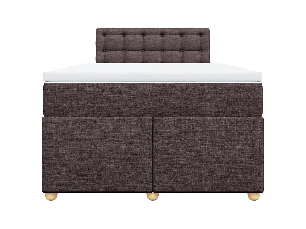 Cama box spring con colchón tela marrón oscuro 120x190 cm