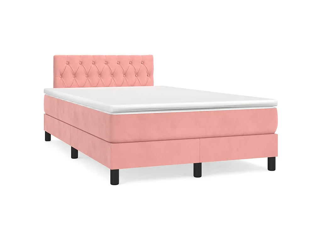 Boxspring met matras en LED fluweel roze 120x190 cm
