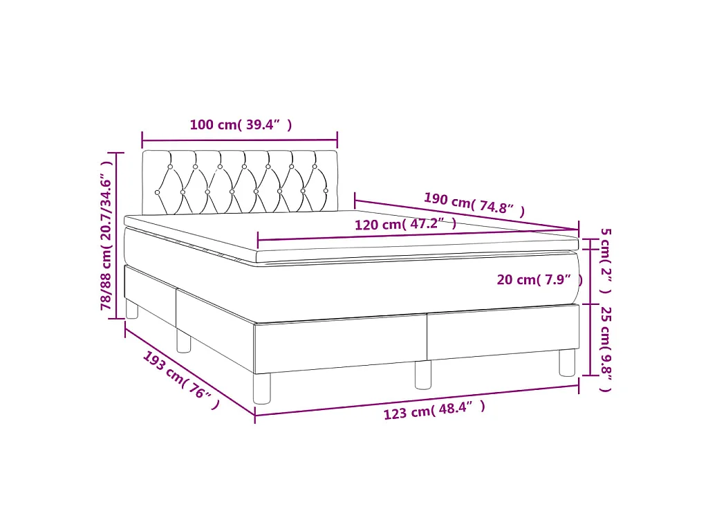 Boxspring met matras en LED fluweel roze 120x190 cm