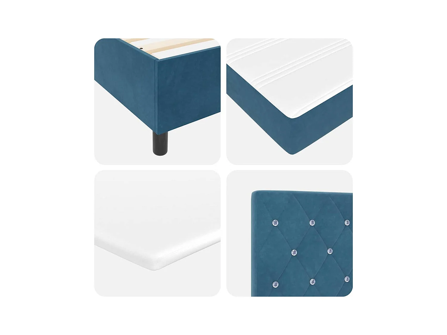 Boxspringbett mit Kopfteil Blau 100 x 200 cm Samt