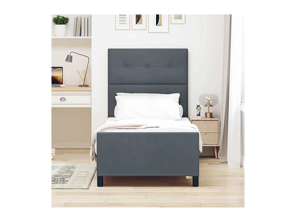 Bedframe met hoofdeinde Donkergrijs 100 x 200 cm Fluweel