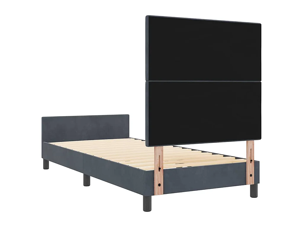Boxspringbett mit Kopfteil Dunkelgrau 100 x 200 cm Samt