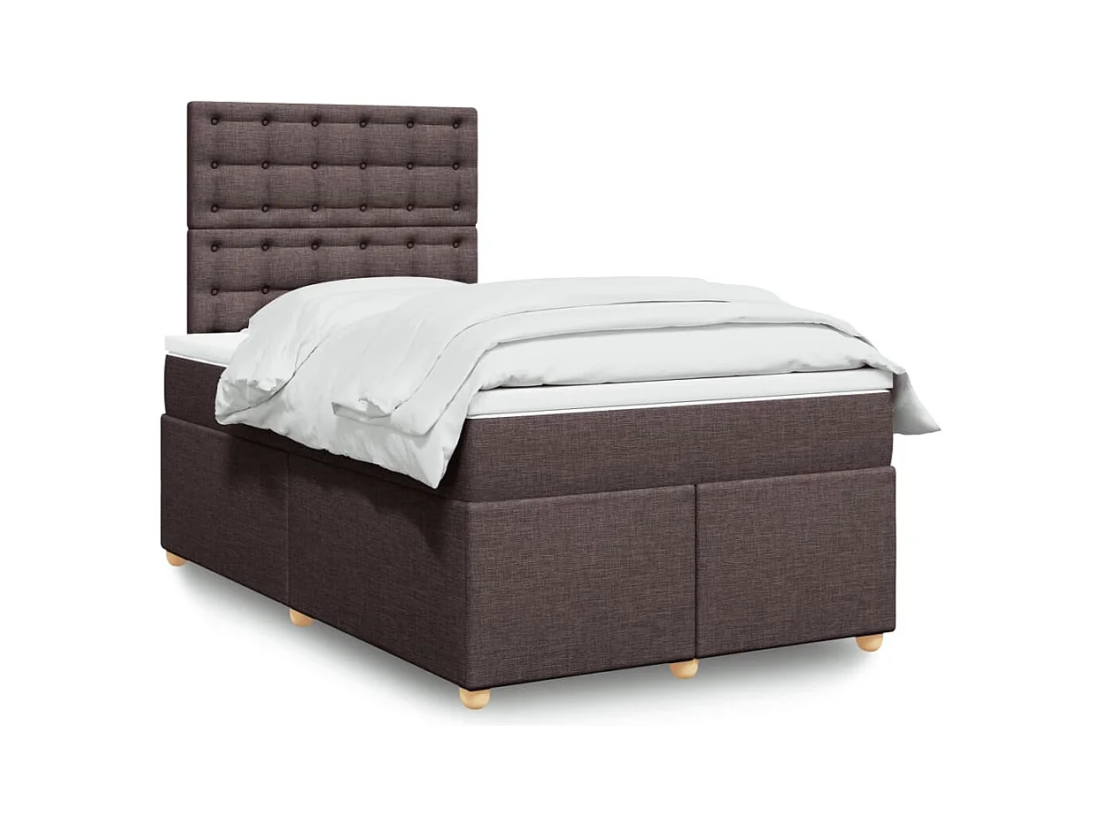 Boxspring met matras stof donkerbruin 120x200 cm