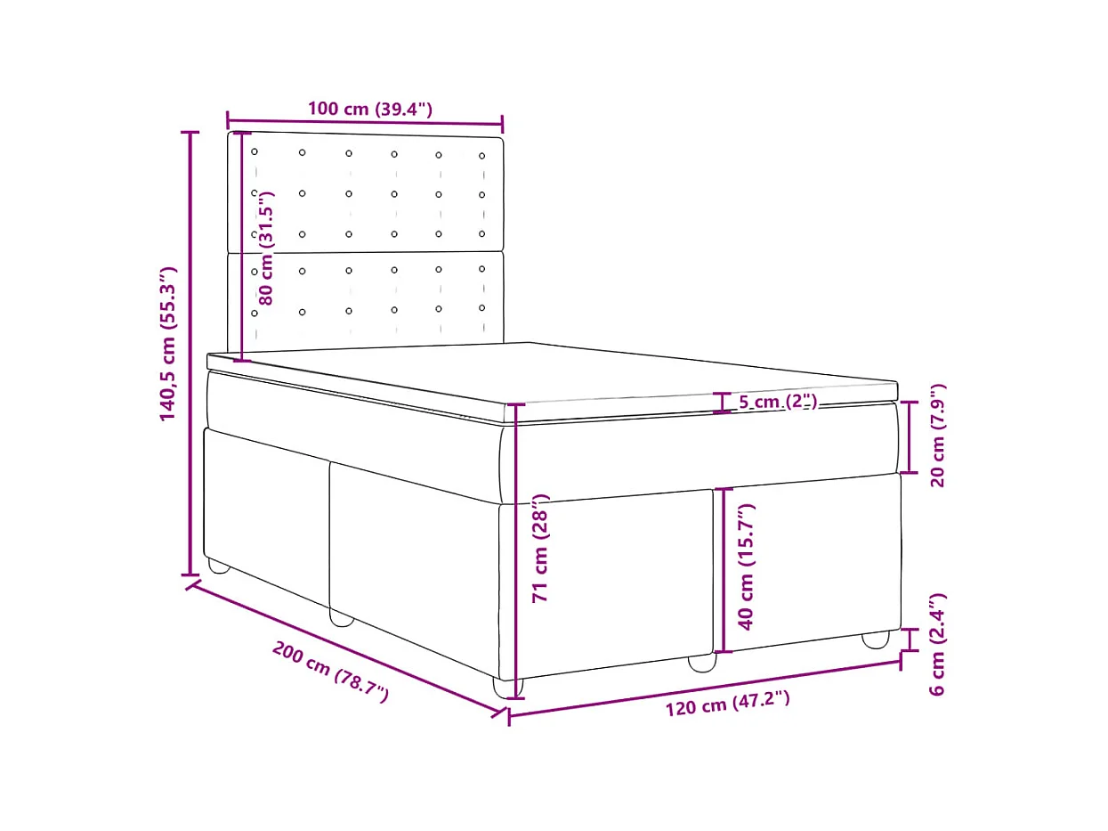 Boxspring met matras stof donkerbruin 120x200 cm