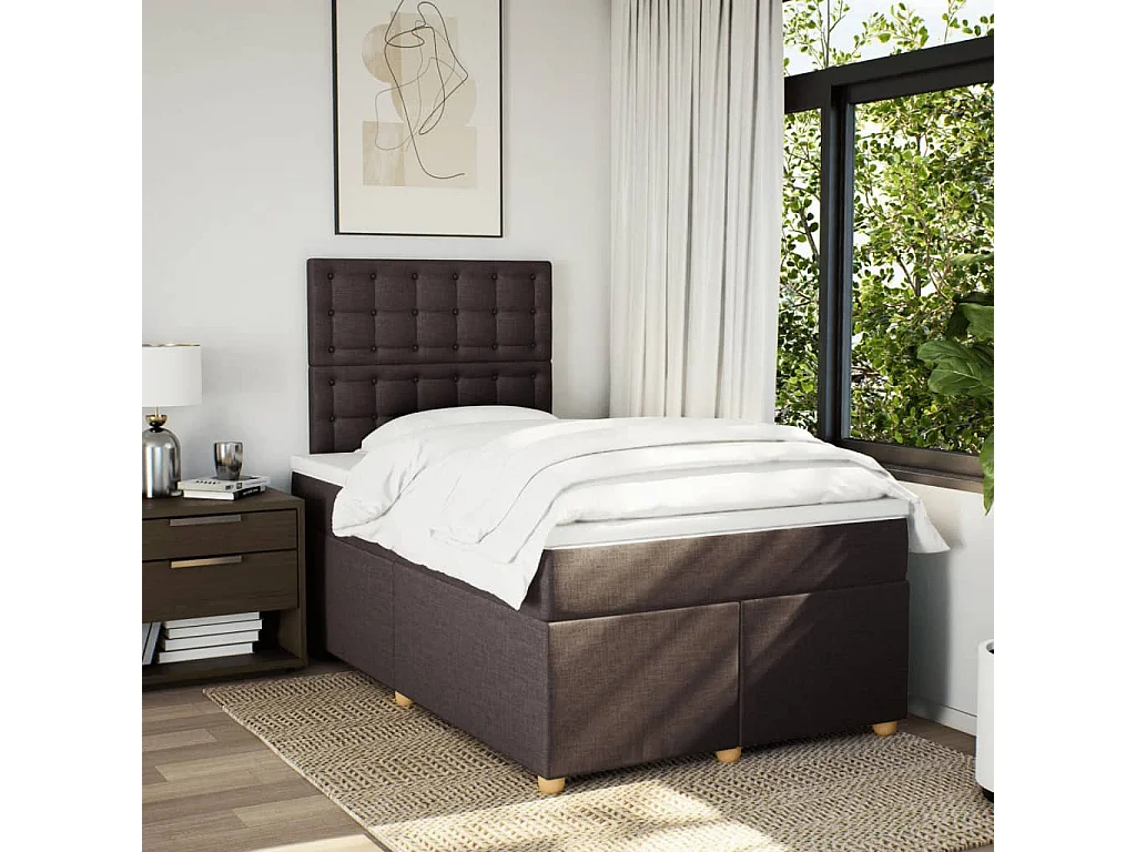 Boxspringbett mit Matratze Dunkelbraun 120x200 cm Stoff