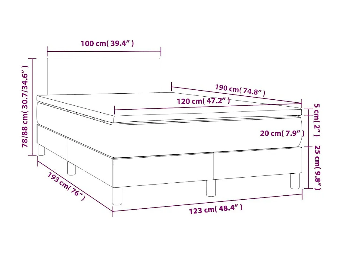 Boxspringbett mit Matratze Dunkelblau 120x190 cm Samt