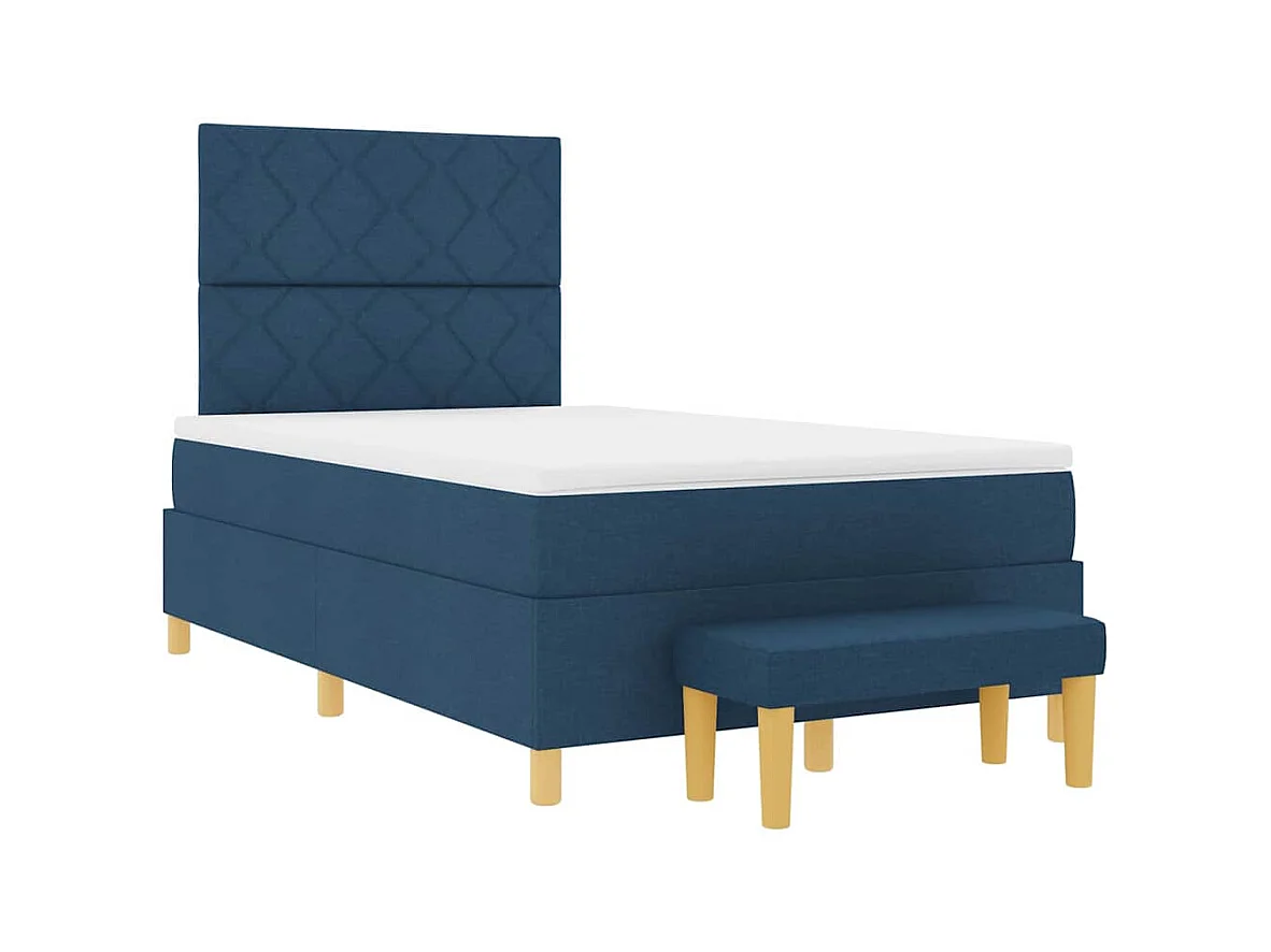 Lit à ressorts avec matelas Bleu 120 x 200 cm tissu