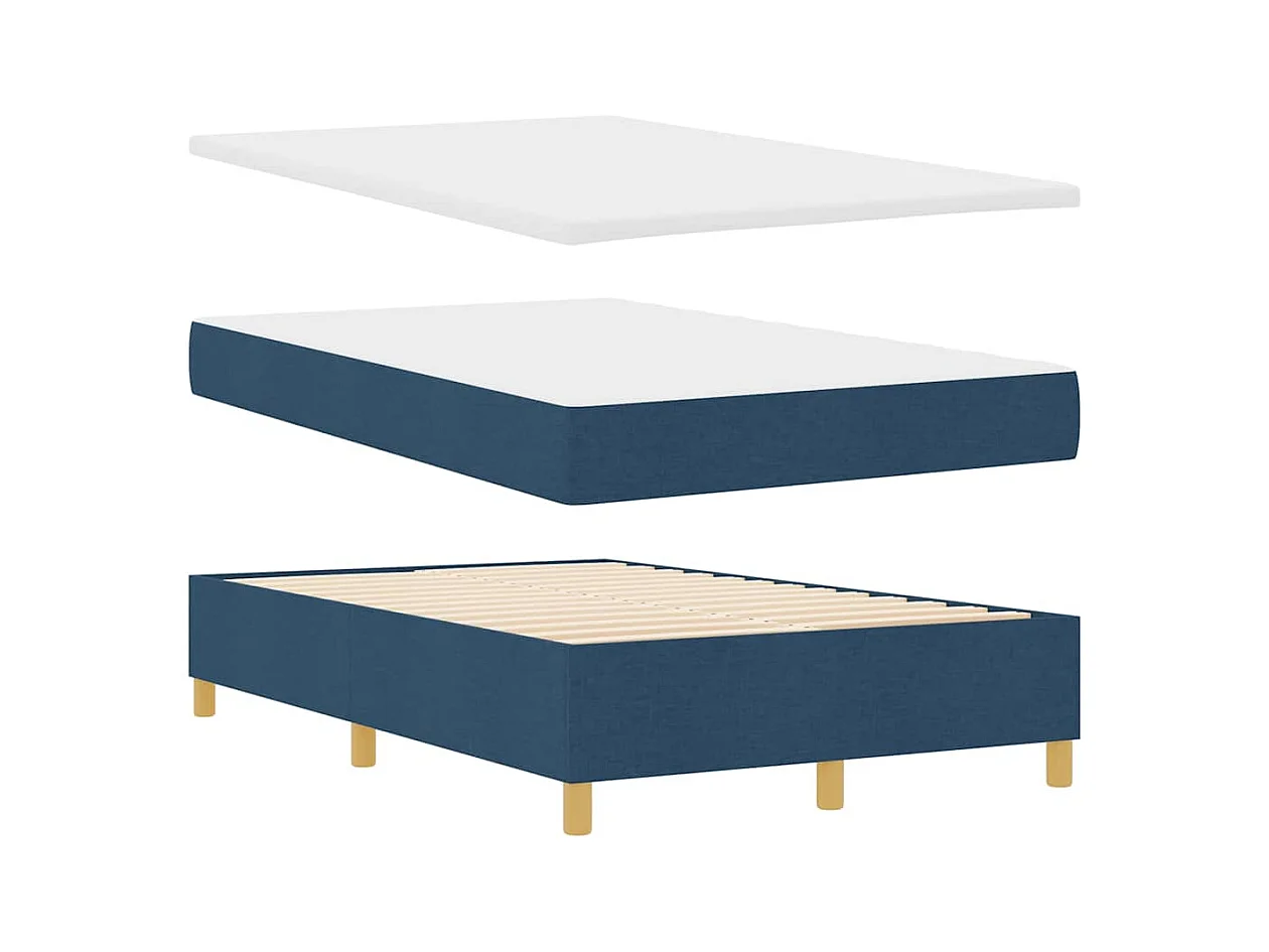 Lit à ressorts avec matelas Bleu 120 x 200 cm tissu