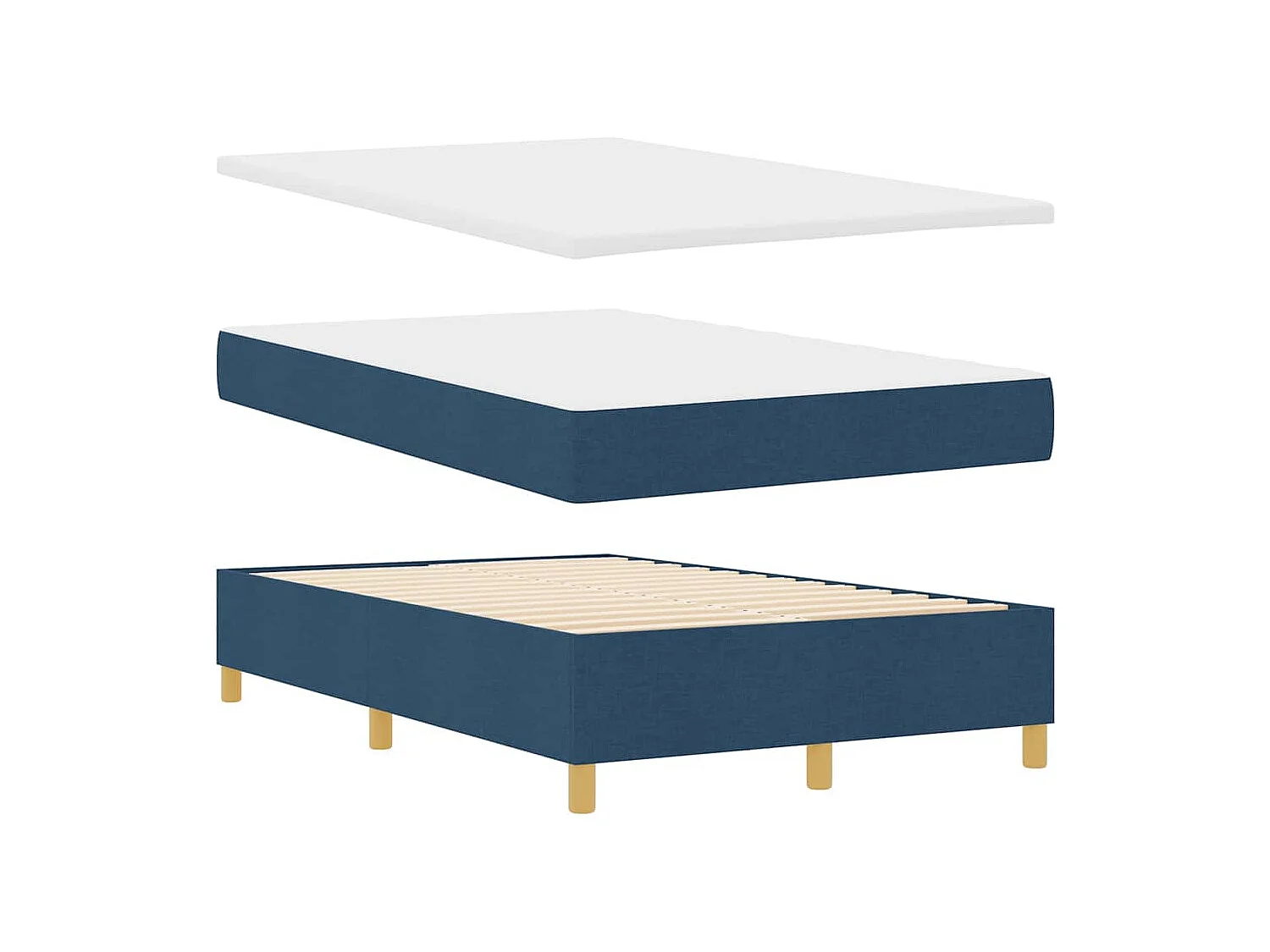 Lit à ressorts avec matelas Bleu 120 x 200 cm tissu