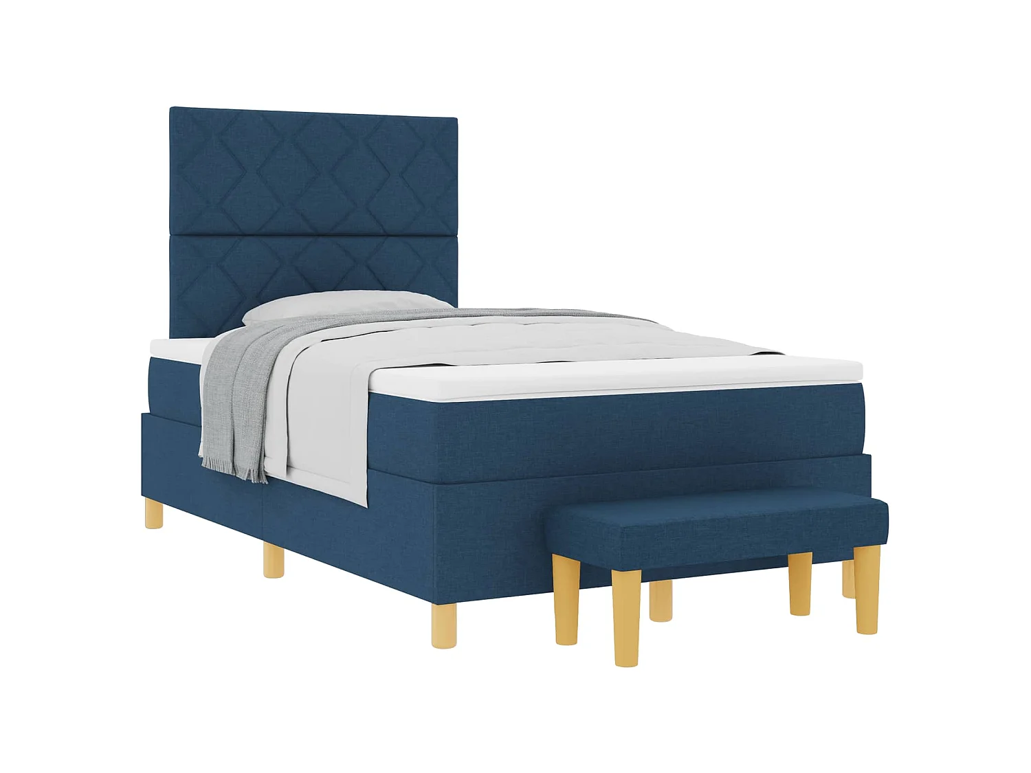 Boxspringbett mit Kissen mit Kopfteil Blau 200 x 120 cm Stoff