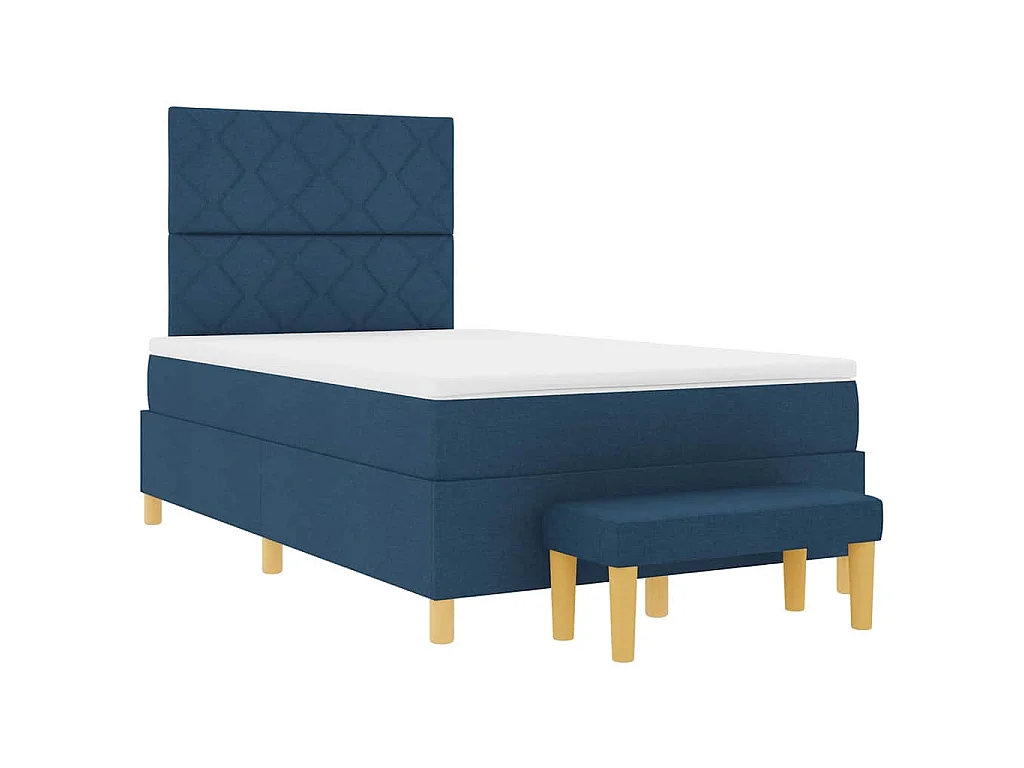 Boxspringbett mit Kissen mit Kopfteil Blau 200 x 120 cm Stoff