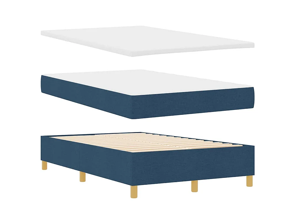 Boxspringbett mit Kissen mit Kopfteil Blau 200 x 120 cm Stoff