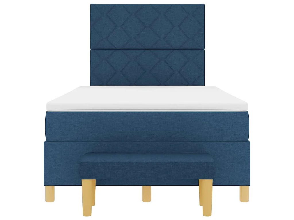 Boxspringbett mit Kissen mit Kopfteil Blau 200 x 120 cm Stoff