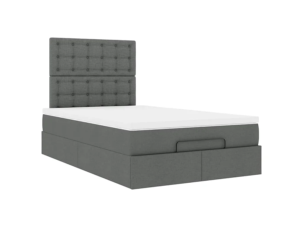 Ottoman-Bett mit Matratze Dunkelgrau 120x190 cm Stoff