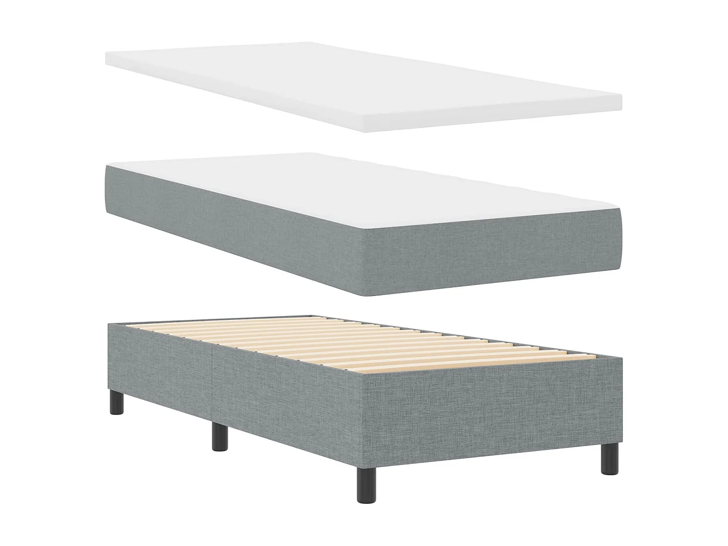 Boxspringbett mit Matratze mit LED Hellgrau 100 x 200 cm Stoff