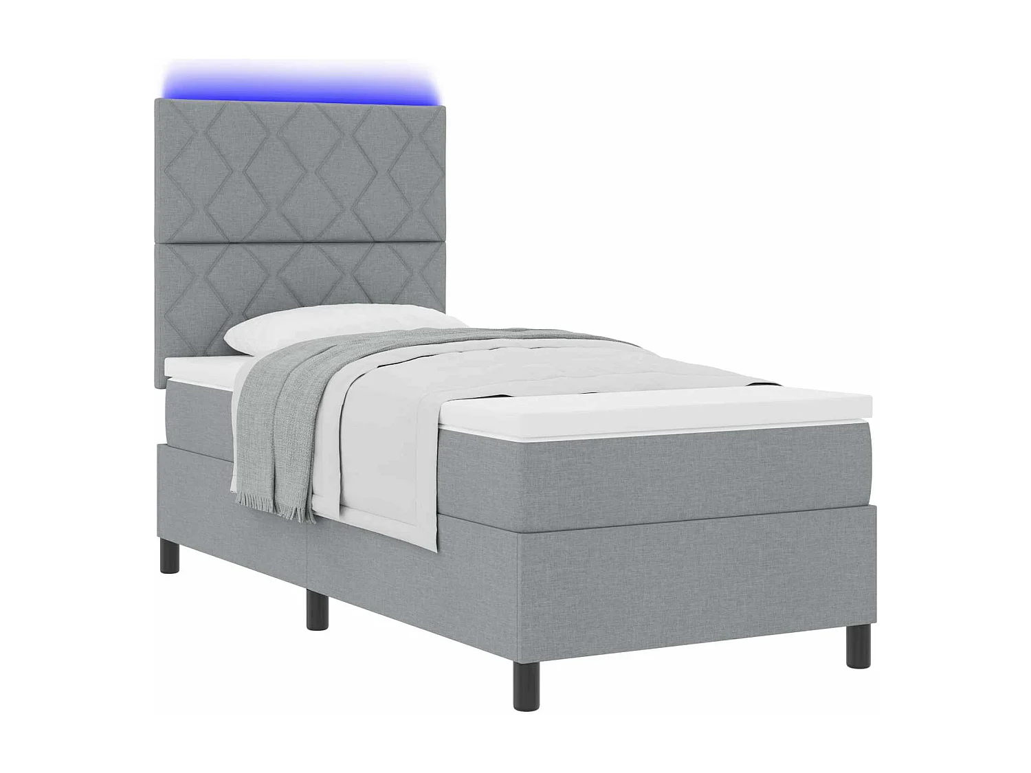 Boxspringbett mit Matratze mit LED Hellgrau 100 x 200 cm Stoff