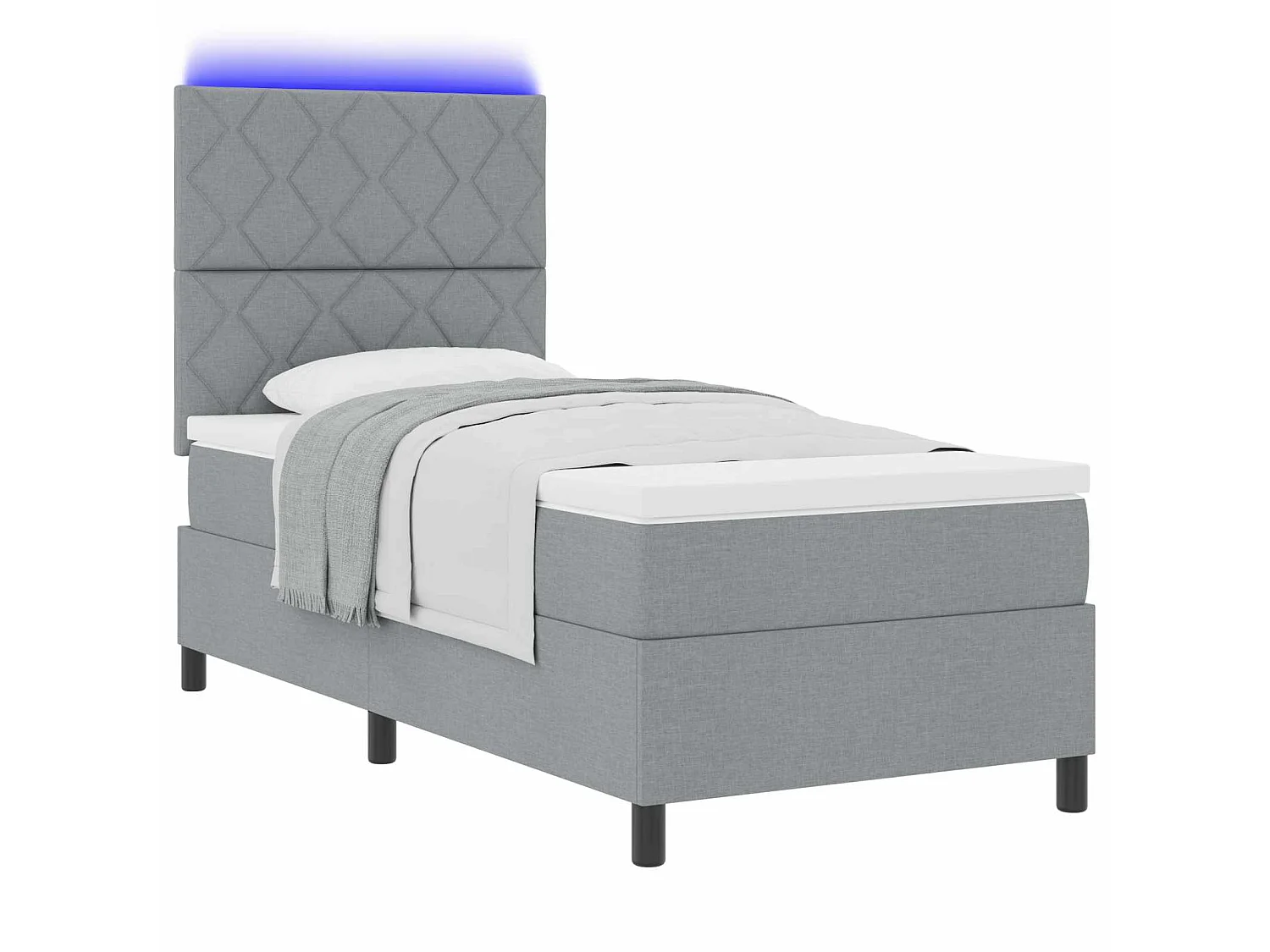 Boxspring bed met hoofdeinde Lichtgrijs 100 x 200 cm Stof
