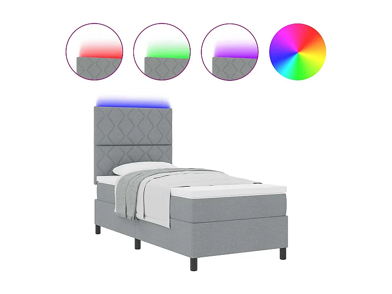 Letto a molle con materasso Grigio chiaro 100 x 200 cm Tessuto