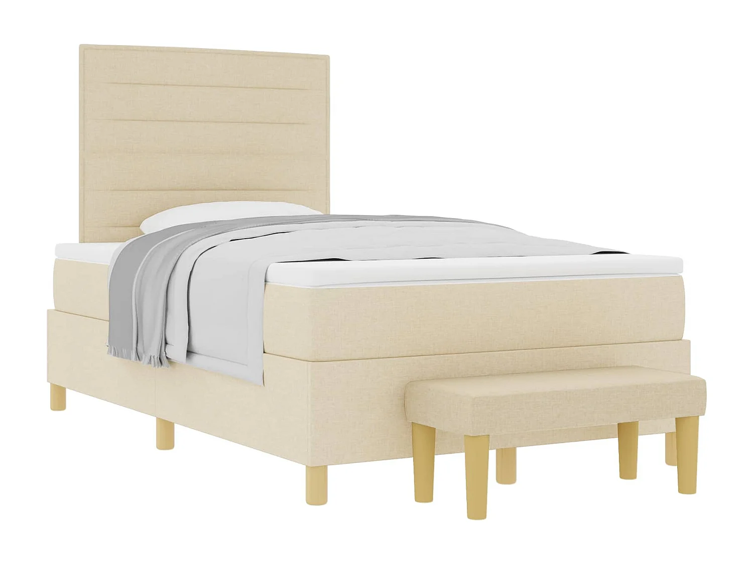 Lit à ressorts avec matelas Crème 120 x 200 cm tissu