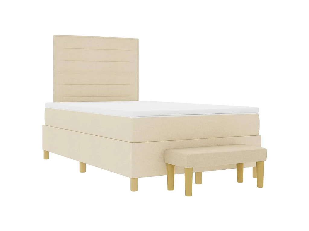 Lit à ressorts avec tête de lit Crème 200 x 120 cm tissu