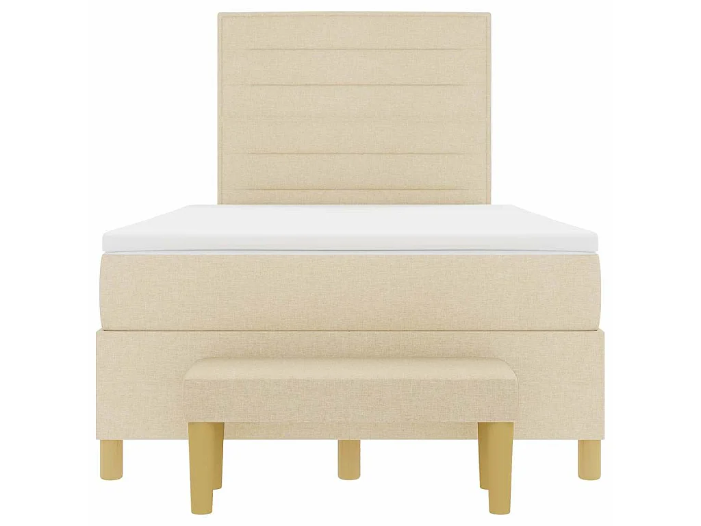 Lit à ressorts avec tête de lit Crème 200 x 120 cm tissu