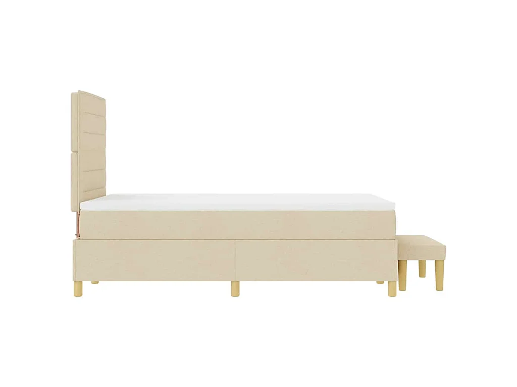 Lit à ressorts avec tête de lit Crème 200 x 120 cm tissu