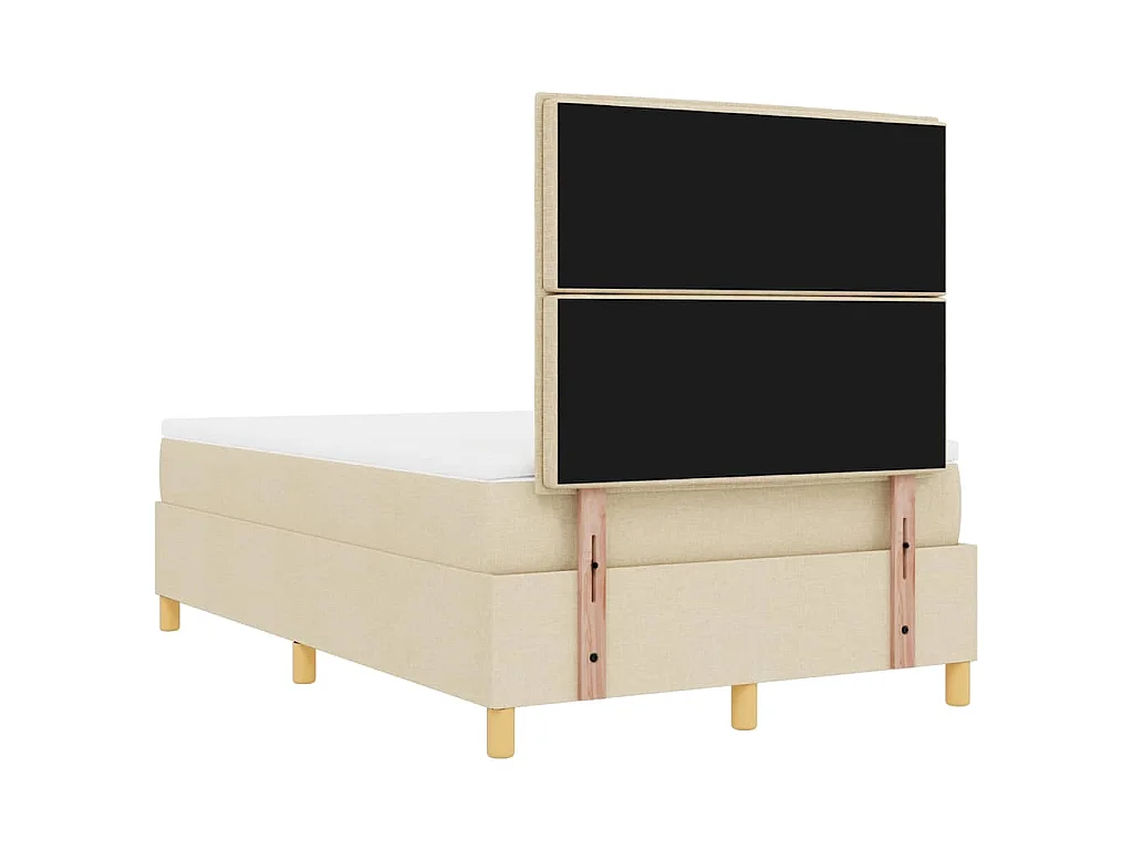 Lit à ressorts avec tête de lit Crème 200 x 120 cm tissu