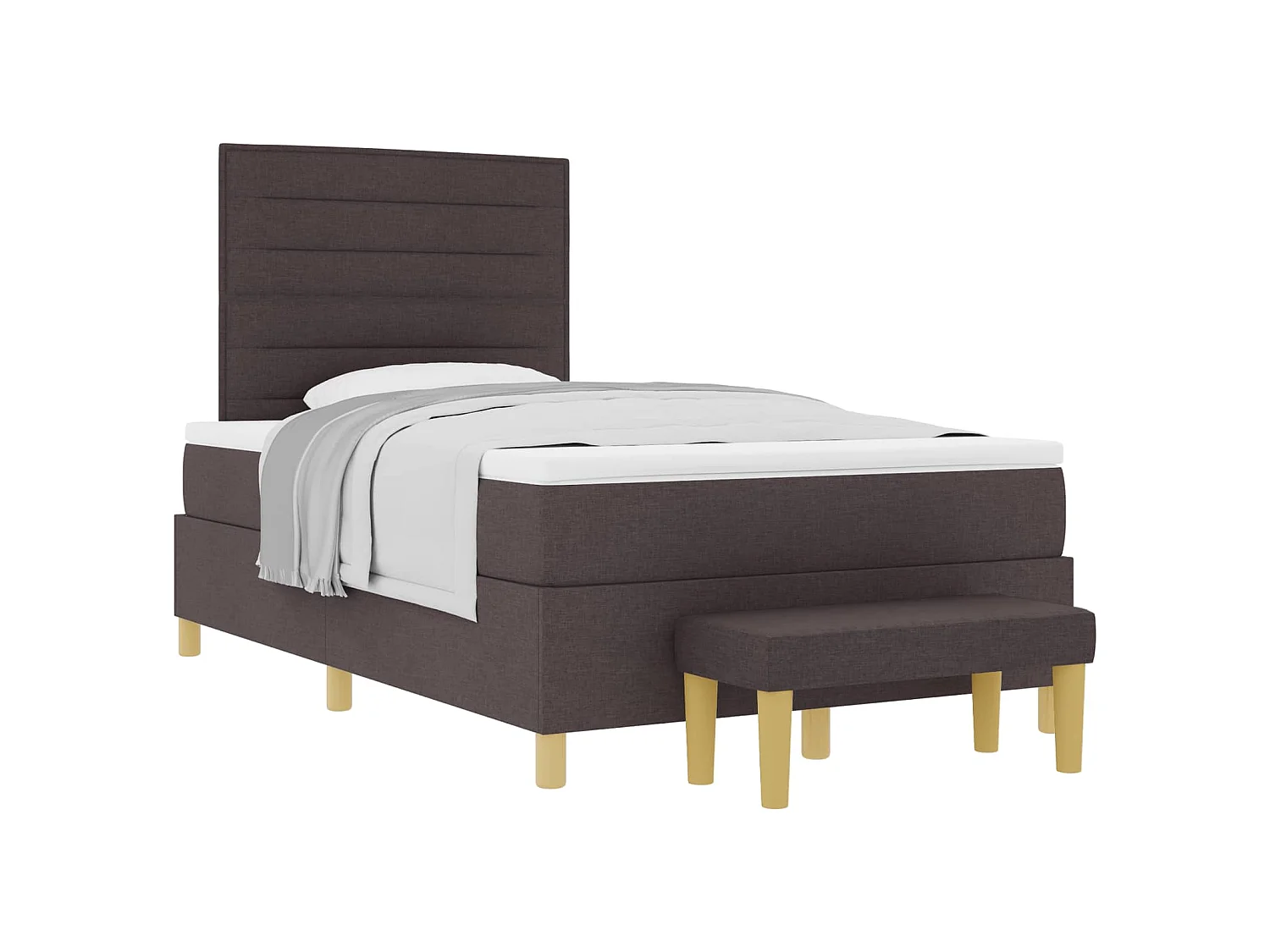 Lit à ressorts avec tête de lit Marron foncé 200 x 120 cm tissu