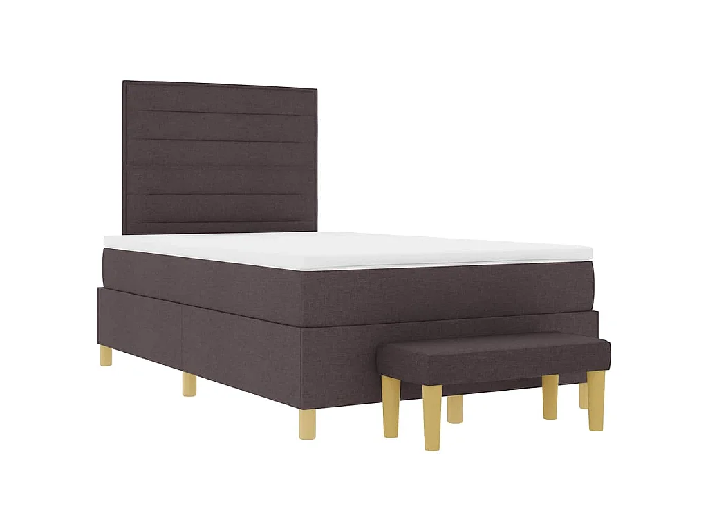 Lit à ressorts avec tête de lit Marron foncé 200 x 120 cm tissu