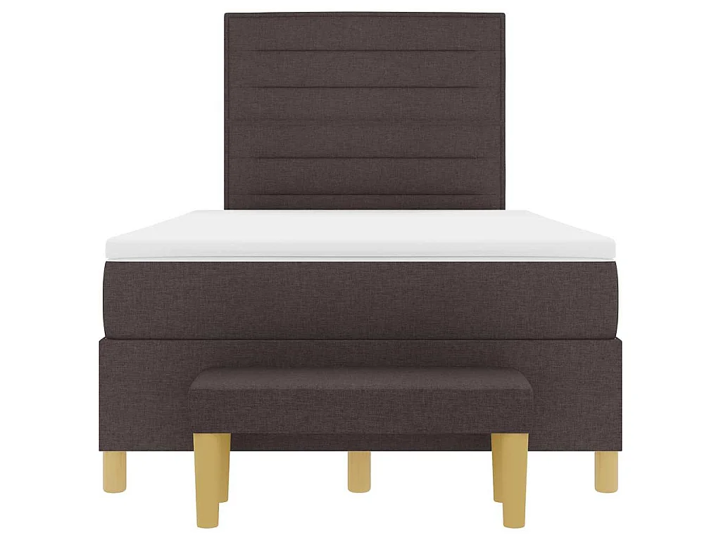 Lit à ressorts avec tête de lit Marron foncé 200 x 120 cm tissu
