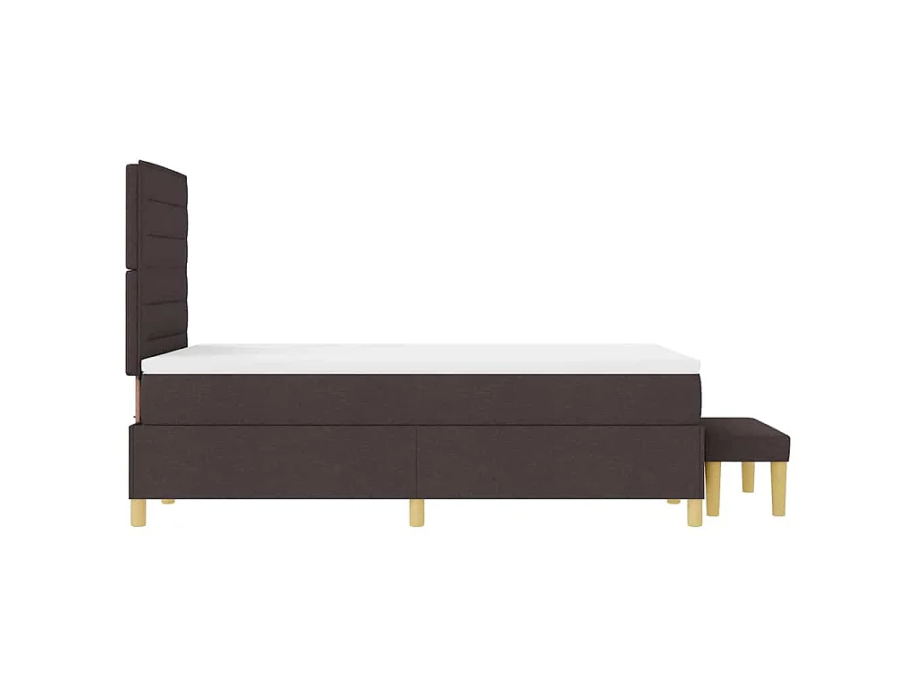 Lit à ressorts avec tête de lit Marron foncé 200 x 120 cm tissu