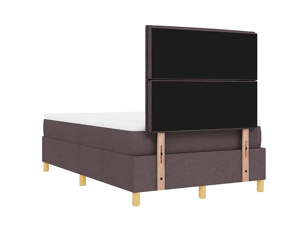 Lit à ressorts avec tête de lit Marron foncé 200 x 120 cm tissu