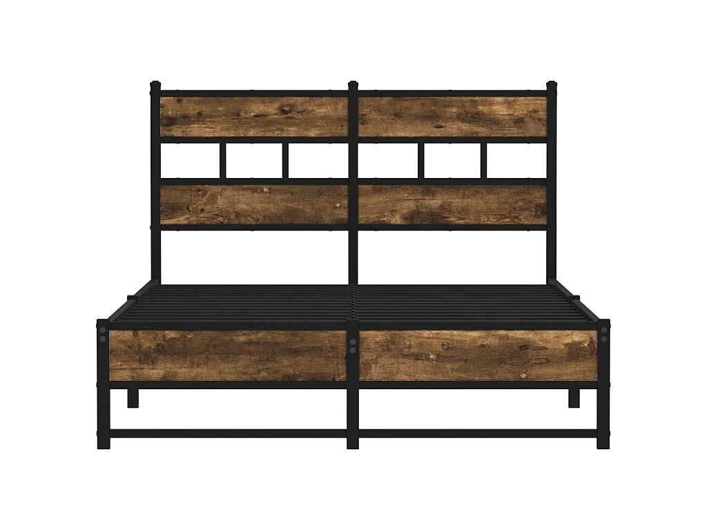 Cadre de lit en métal sans matelas chêne fumé 120x190 cm