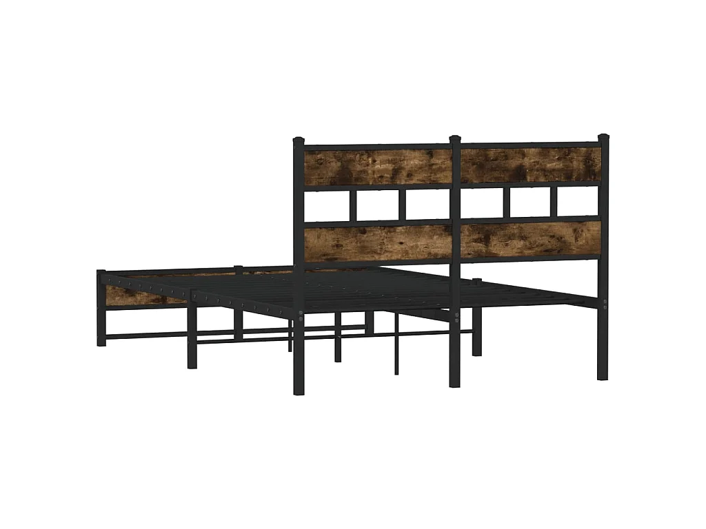Cadre de lit en métal sans matelas chêne fumé 120x190 cm