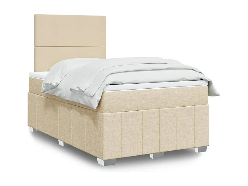Sommier à lattes de lit avec matelas Crème 120x200 cm Tissu
