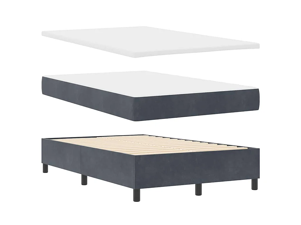 Boxspringbett mit Kopfteil Dunkelgrau 200 x 120 cm Samt