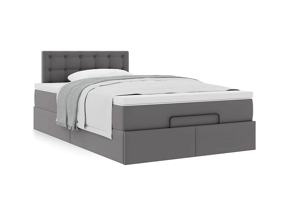 Cadre de lit ottoman avec matelas gris 120x200 cm similicuir