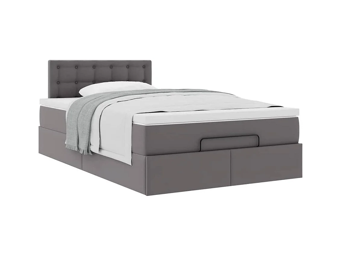 Cadre de lit ottoman avec matelas gris 120x200 cm similicuir
