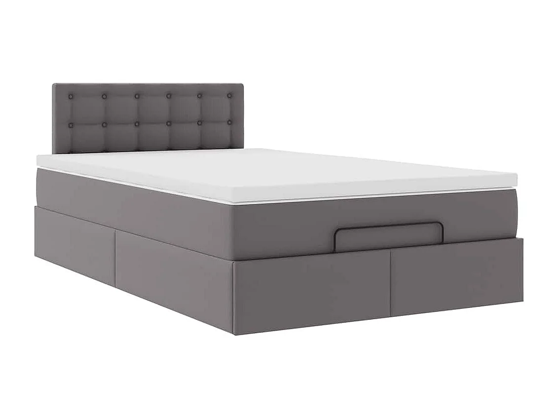 Cadre de lit ottoman avec matelas gris 120x200 cm similicuir