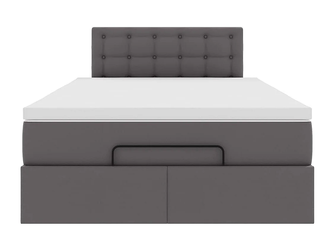 Cadre de lit ottoman avec matelas gris 120x200 cm similicuir