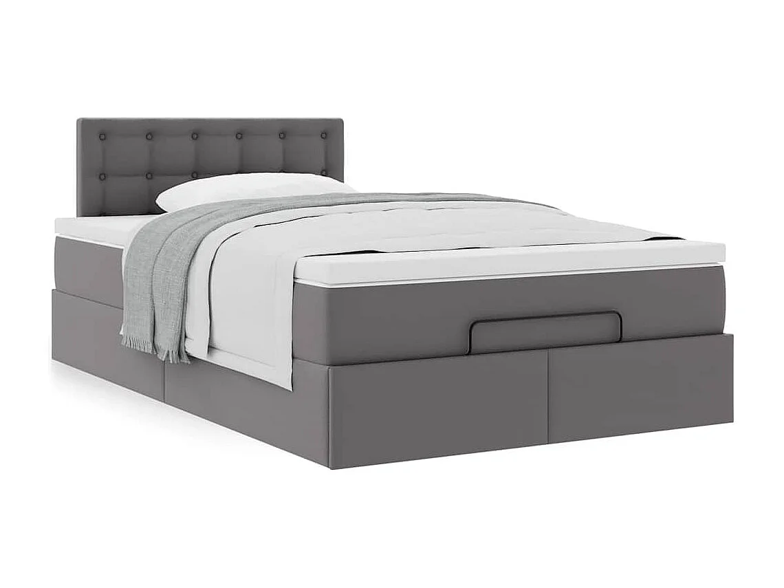 Ottoman bed met matras 120x200cm kunstleer grijs