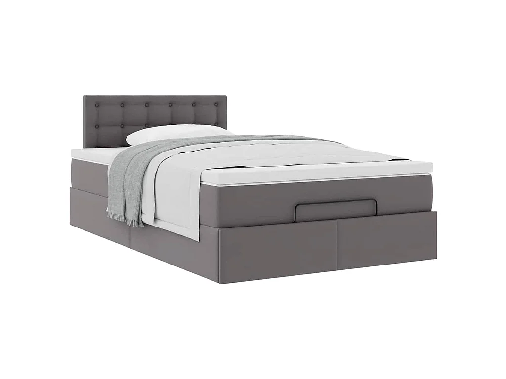 Ottoman bed met matras 120x200cm kunstleer grijs