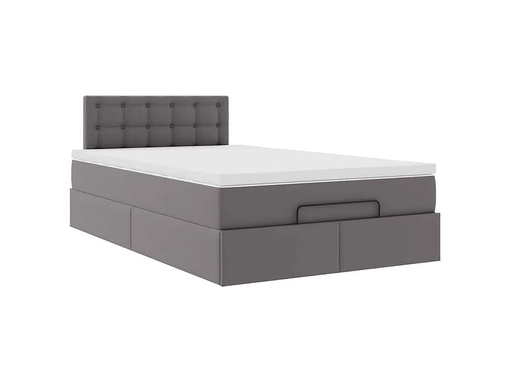 Ottoman bed met matras 120x200cm kunstleer grijs
