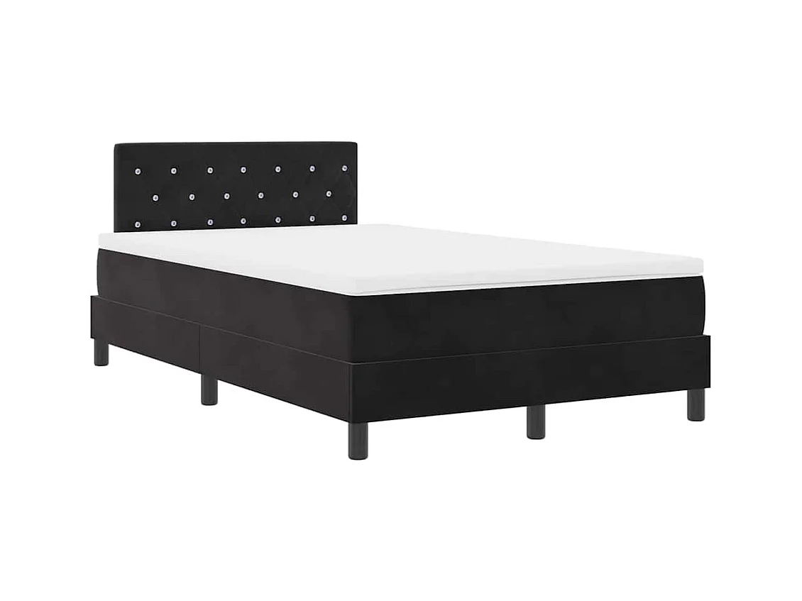 Lit à ressorts avec matelas Noir 120 x 190 cm tissu