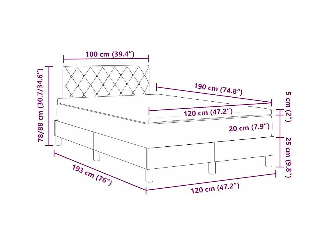 Lit à ressorts avec matelas Noir 120 x 190 cm tissu